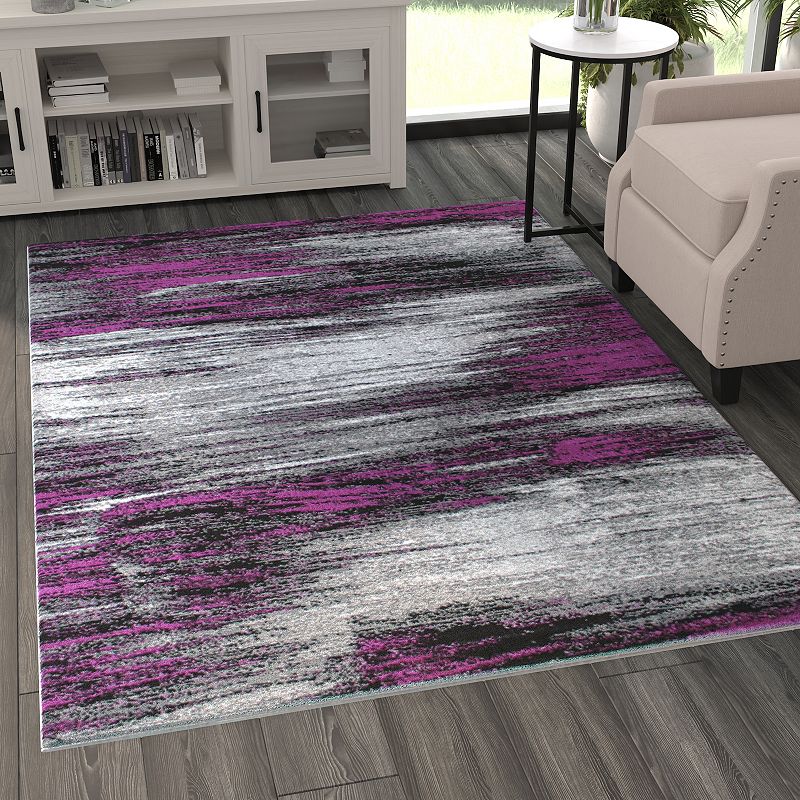 Masada Rugs Masada Rugs Trendz Collection 5'x7' Modern Contemporary Area Rug in Purple， Gray and Black - Design Trz863