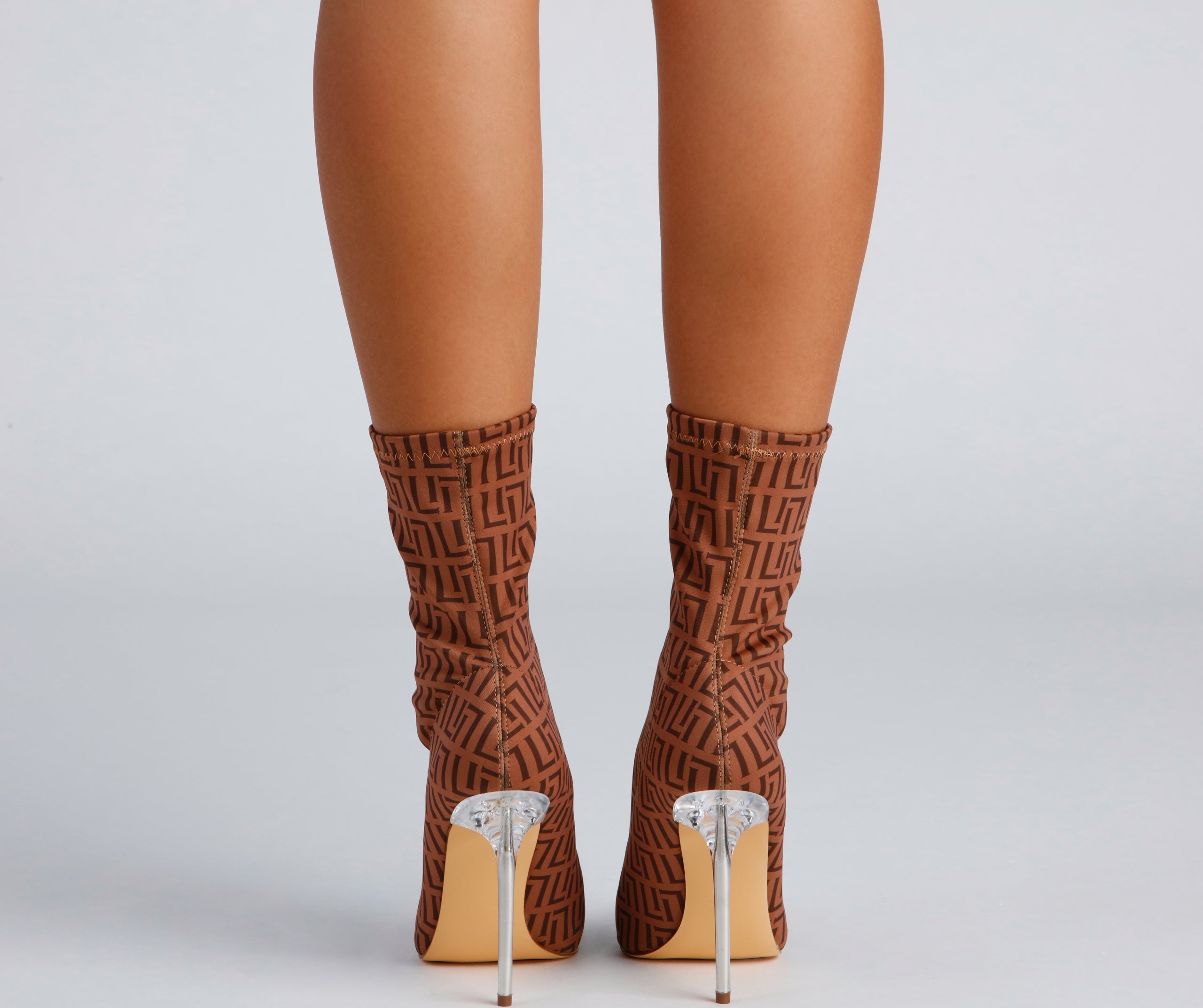 Greek Key Stiletto Booties