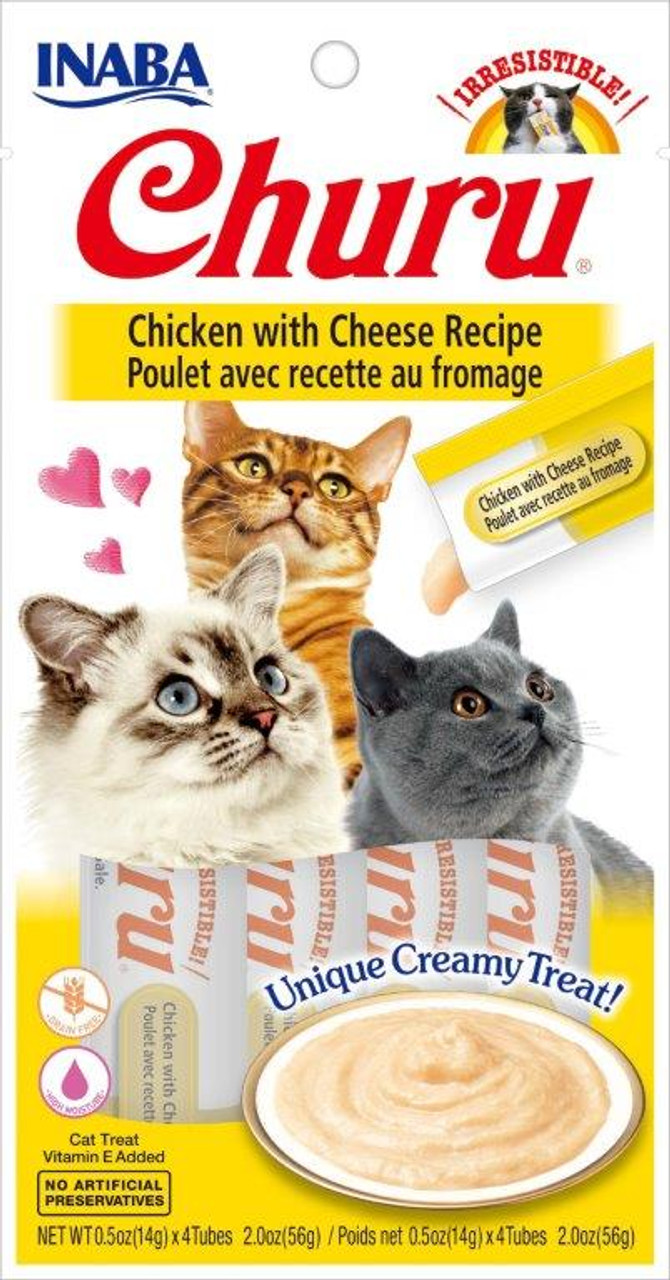 Inaba Churu Grain Free Chicken With Cheese Puree Lickable Cat Treat 0.5oz 4 Pack