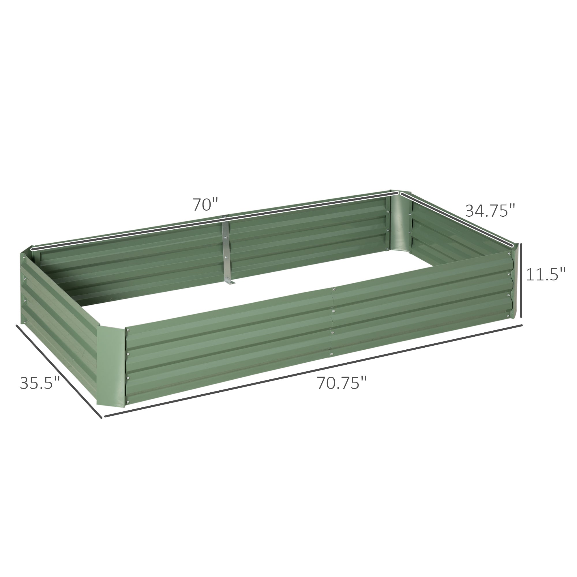 Outsunny Raised Garden Bed, Galvanized Elevated Planter Box with 2 Customizable Trellis Tomato Cages, Reinforced Rods, Elevated & Metal for Climbing Vines, 5.9' x 3' x 1', Green