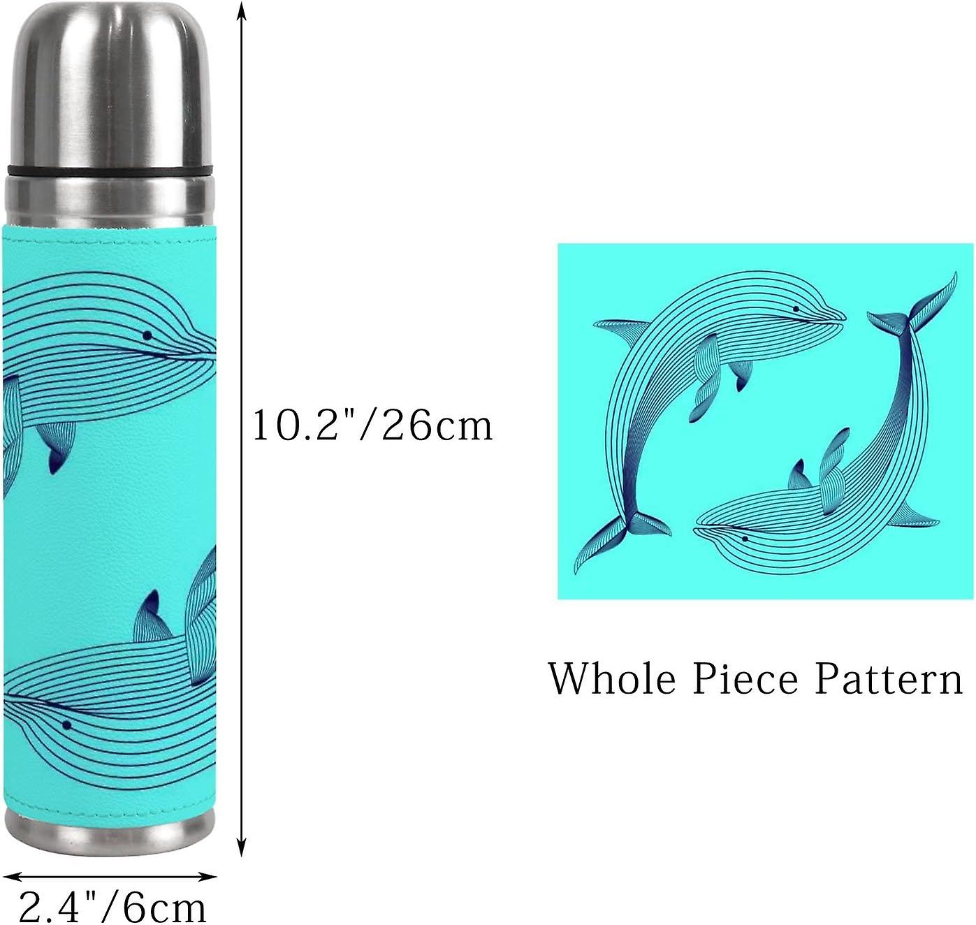 Insulated Mug Stainless Steel Water Bottle Lines Dolphin Vacuum Cup Travel Mug For Travel School Office