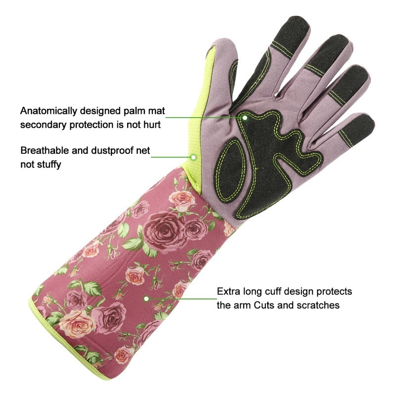 Arms Elbow Protective Thorn Proof Ladies Garden Gauntlet with Long Sleeves Long Gardening Gloves for Women