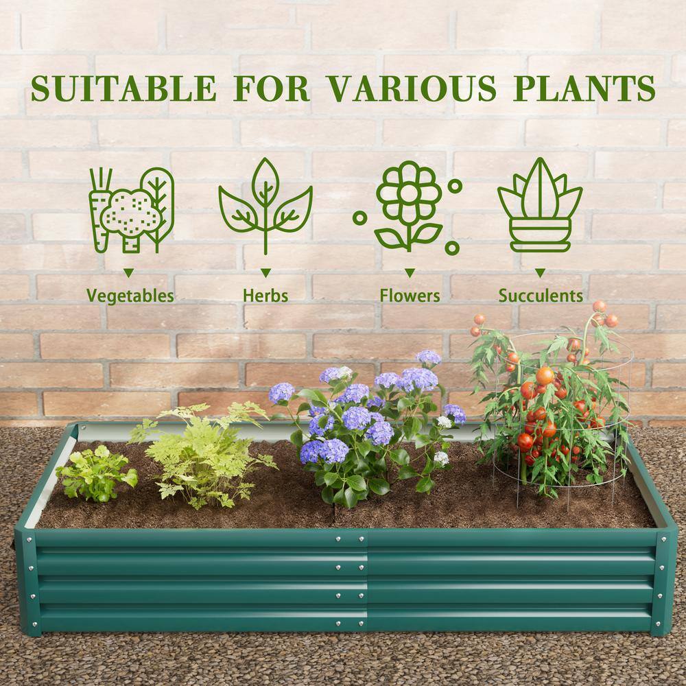 Tozey 6 ft. x 3 ft. x 1 ft. Galvanized Steel Raised Garden Bed Planter Box for Vegetables Flowers Herbs T-GB22-0073-9