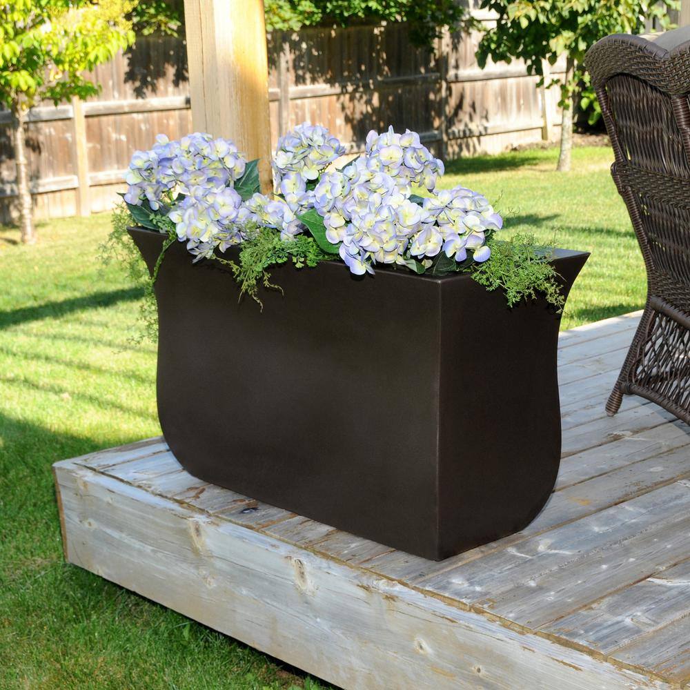 Mayne Valencia 36 in. x 16 in. x 22 in. Espresso Long Polyethylene Planter 5875-ES