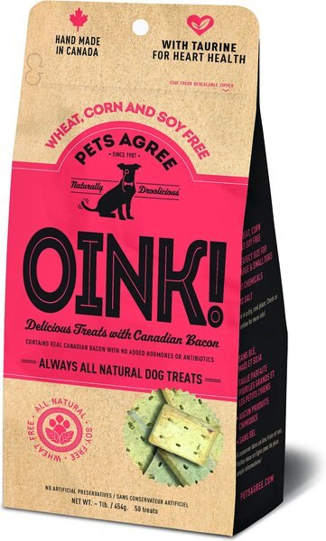 The Granville Island Pet Treatery OINK! Pets Agree Grain-Free Bacon Flavored Dog Treats， 16-oz bag