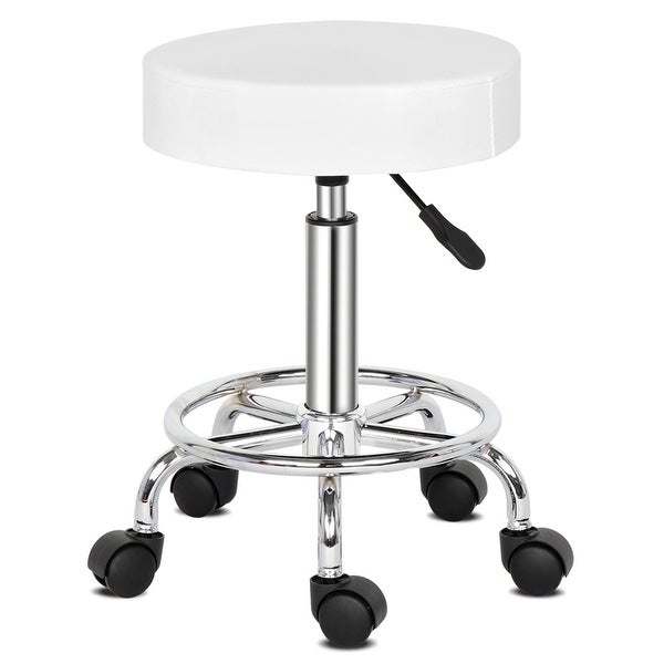 Durable Round Stool Feet Rotation Bar Stool， White