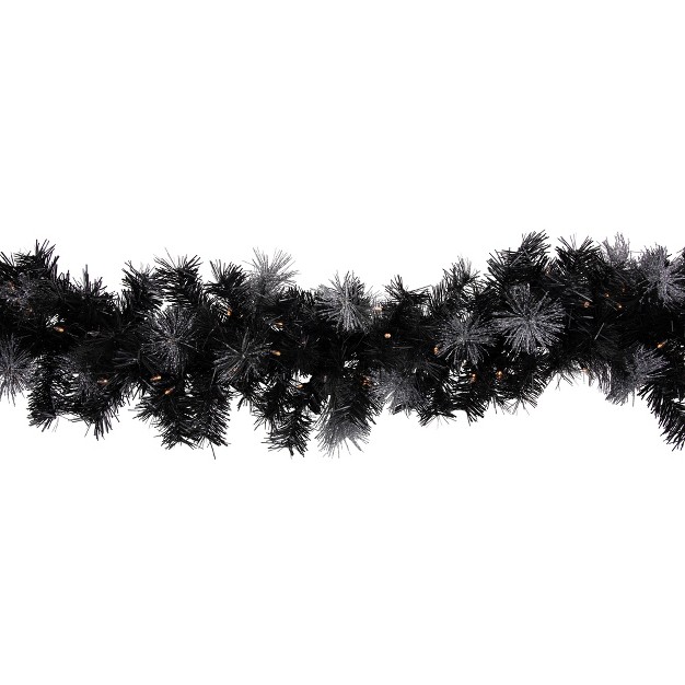 Northlight Pre lit Batter Operated Black Christmas Garland With Timer 6 x27 Warm White Led Lights