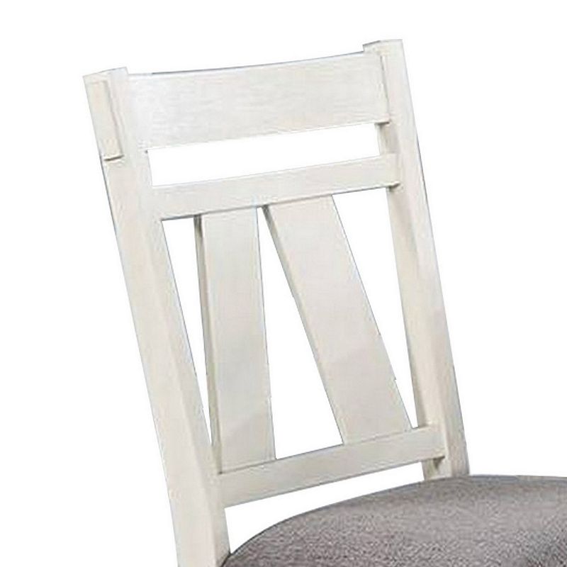 Lexi 24 Inch Classic Dining Side Chair， Padded Seat， Set of 2， Gray， White