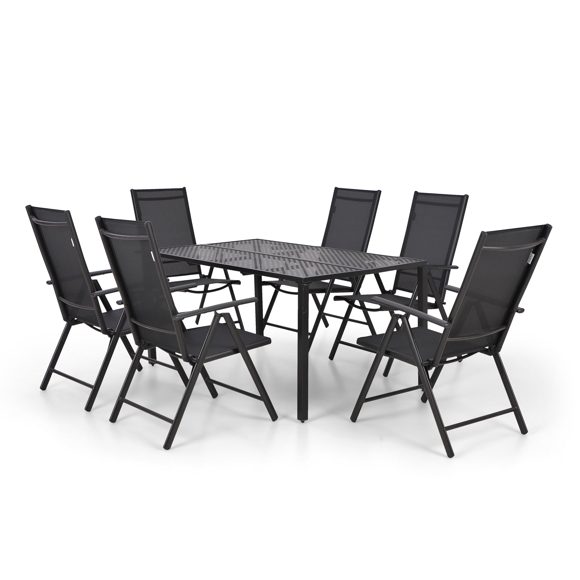 MF Studio Set of 2 Outdoor Patio Dining Chairs Aluminum Folding Recliner with 7 Backrest Angles&Textilene Seat, Black