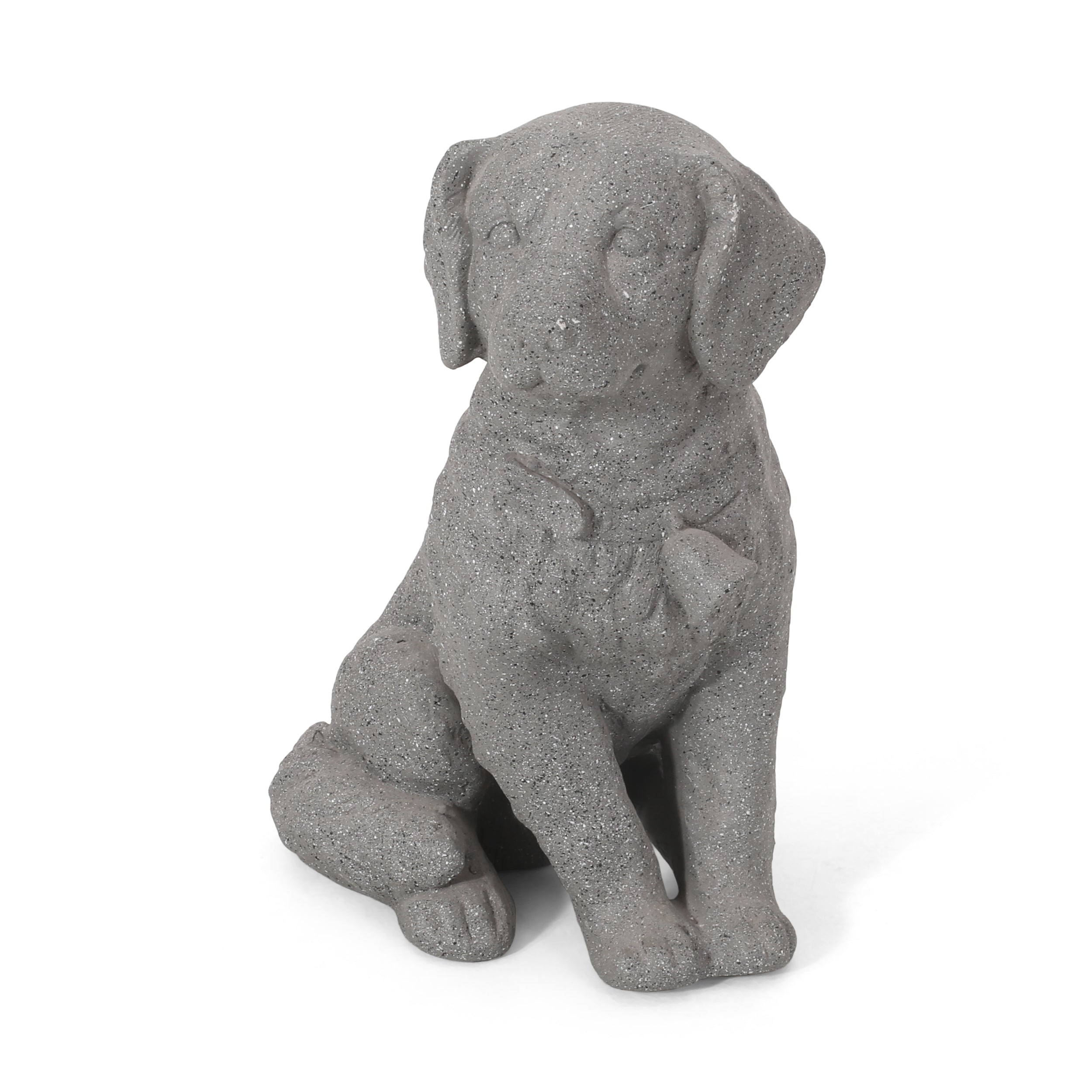 Gary Outdoor Dog Garden Statue, Stone Gray