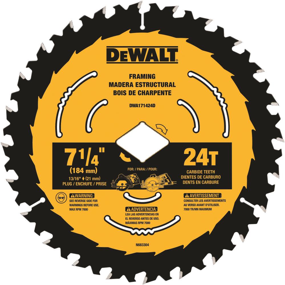 DEWALT 7-1/4-in 24T Worm Drive Bulk Saw Blade DWA171424DB10 from DEWALT