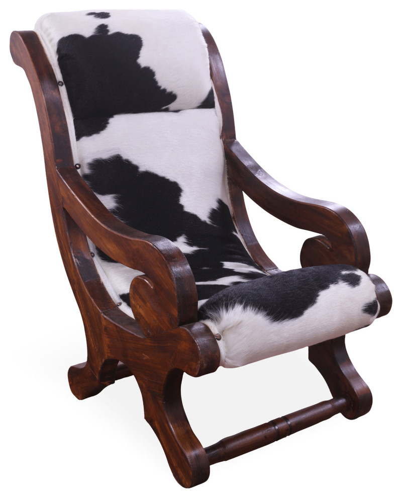 Reclaimed Wood Hair On Cowhide Handcrafted Chair C191 FC   Rustic   Armchairs And Accent Chairs   by Manhattan Rugs  Houzz