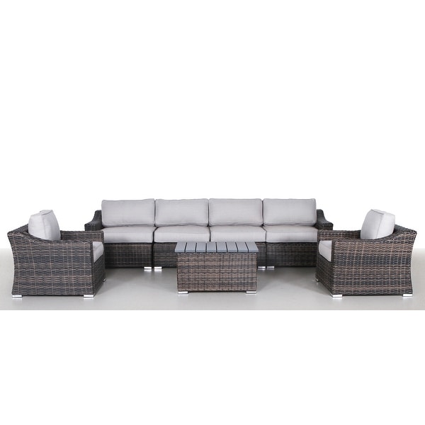 LSI Marina Grey Aluminum/Wicker 7piece Sectional Club Set