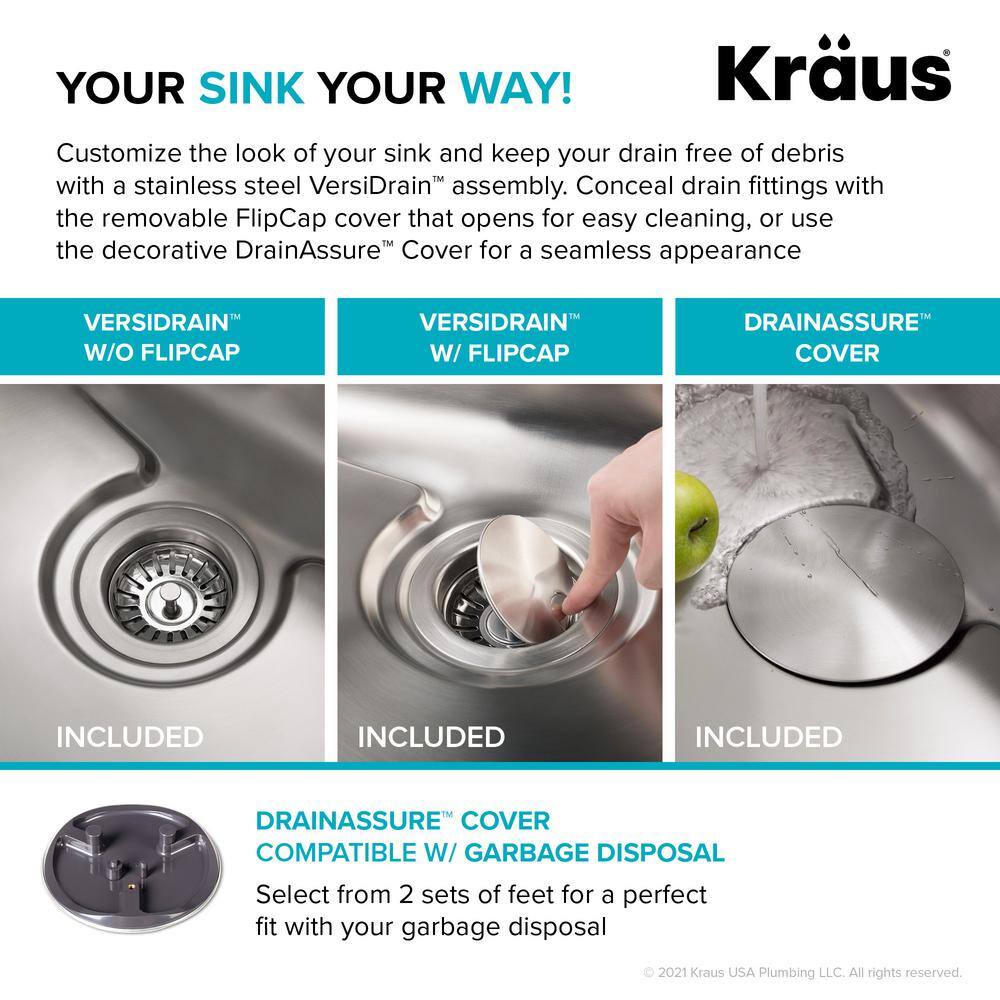 KRAUS Dex 33 Undermount 16 Gauge Stainless Steel Single Bowl Kitchen Sink KD1US33B