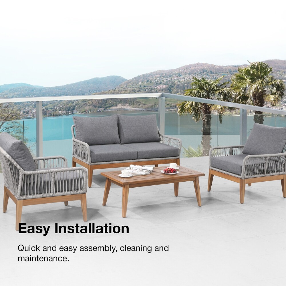 Ove Decors Thunder 4 Piece Conversation Set in Grey