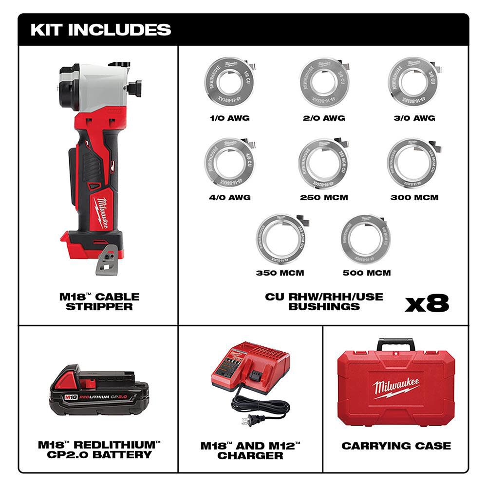 Milwaukee M18 Cable Stripper Kit for Cu RHW / RHH / USE 2935X-21 from Milwaukee