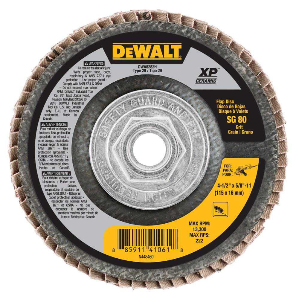 DEWALT 4 1/2 X 5/8 11 SG80 T29 Ceramic Flap Disc