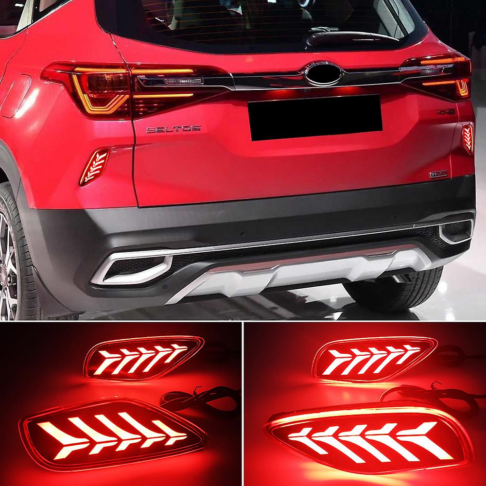 Born Pretty  2pcs Led Reflector For Kia Seltos 2019 2020 2021 Car Tail Light Rear Bumper Light Rear Fog Lamp Brake Light Turn Signal