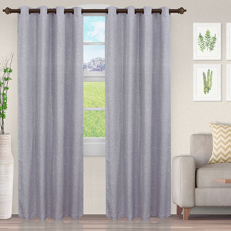 Superior Set of 2 Metallic Cascade Jacquard Window Curtain Panels