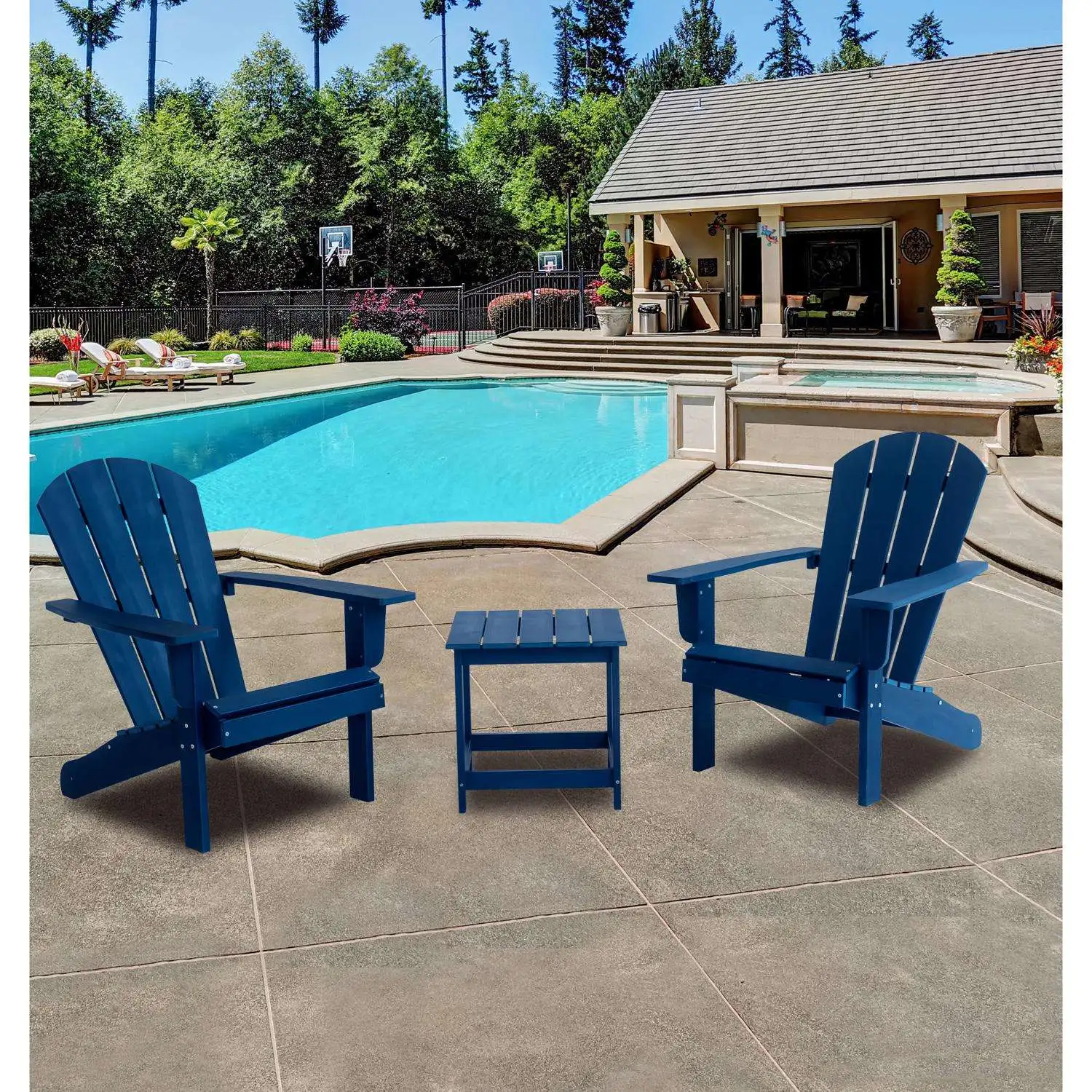 Faux Blue Wood Frame Adirondack Chair