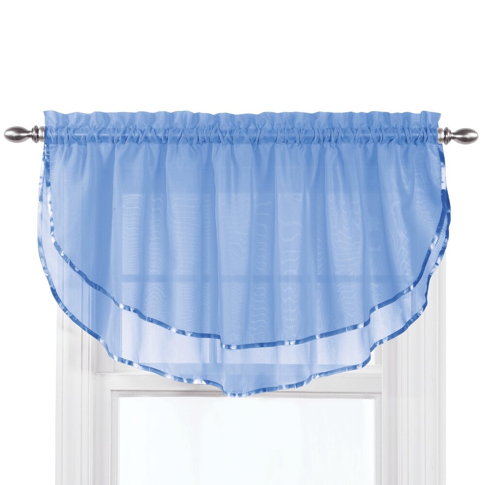 Elegance Sheer Fabric Rod Pocket Top Ascot Window Valance   7.000 x 5.750 x 1.250