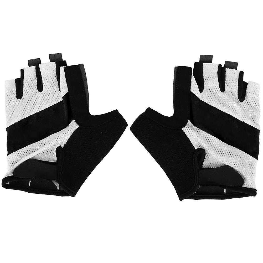 Boodun Pair Of Half Finger Riding Gloves Reflective Non-slip Hands Protect For Outdoor Sports Fitness(black White M)