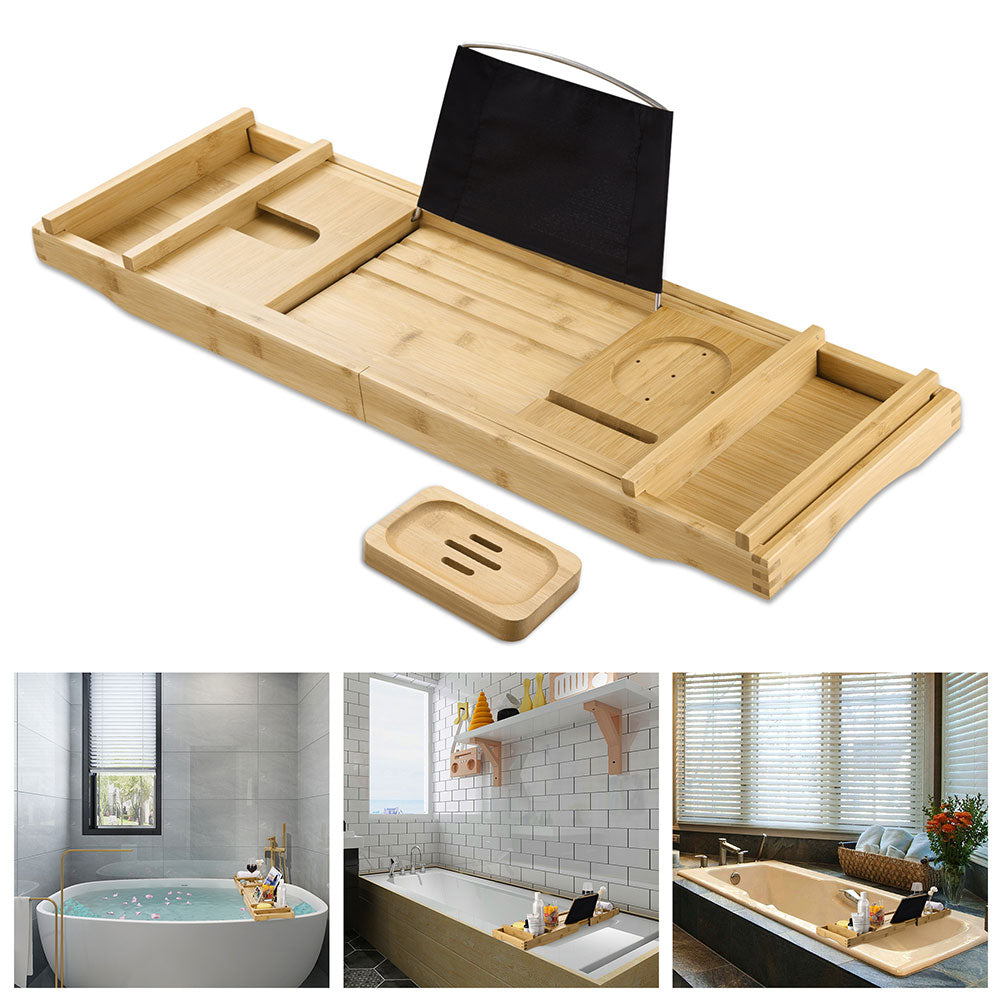 Yescom Bamboo Bathtub Caddy Tray with Extending Sides