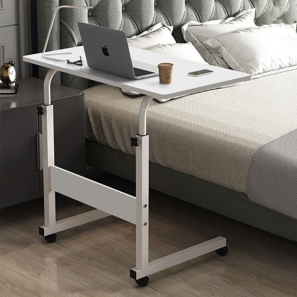 Adjustable Height C Shaped End Table Mobile Laptop Desk Rolling Stand   23.6\