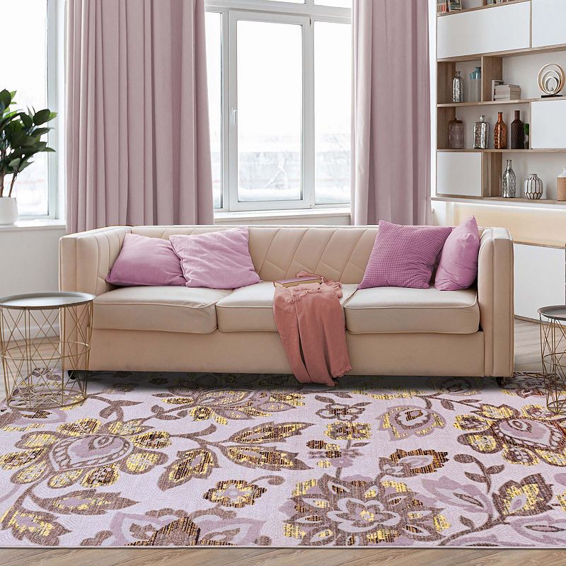 SUPERIOR Jezabel Floral Leaves Non-Slip Area Rug or Runner