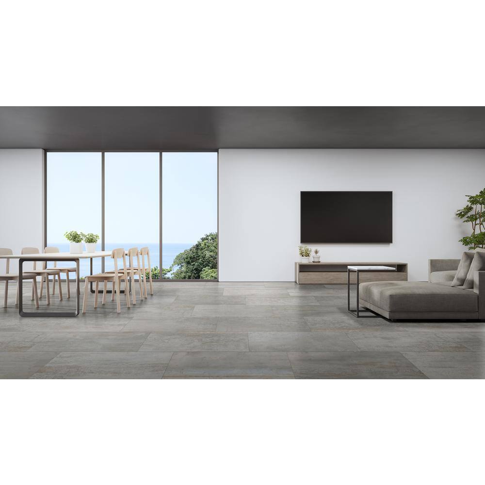 MSI Metallic Steel 24 in. x 48 in. Matte Porcelain Stone Look Floor and Wall Tile (16 sq. ft.Case) NMETSTE2448