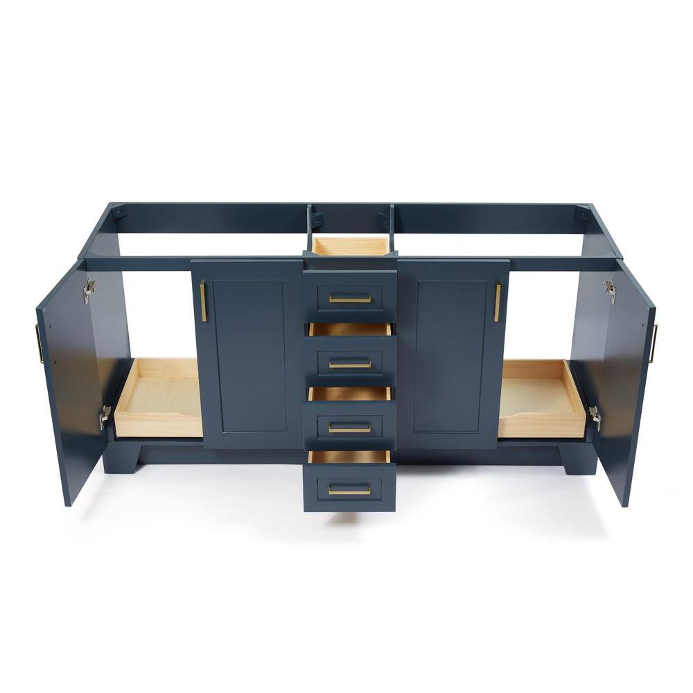 ARIEL Taylor 72 in. W Vanity Cabinet Only in Midnight Blue Q072D-BC-MNB