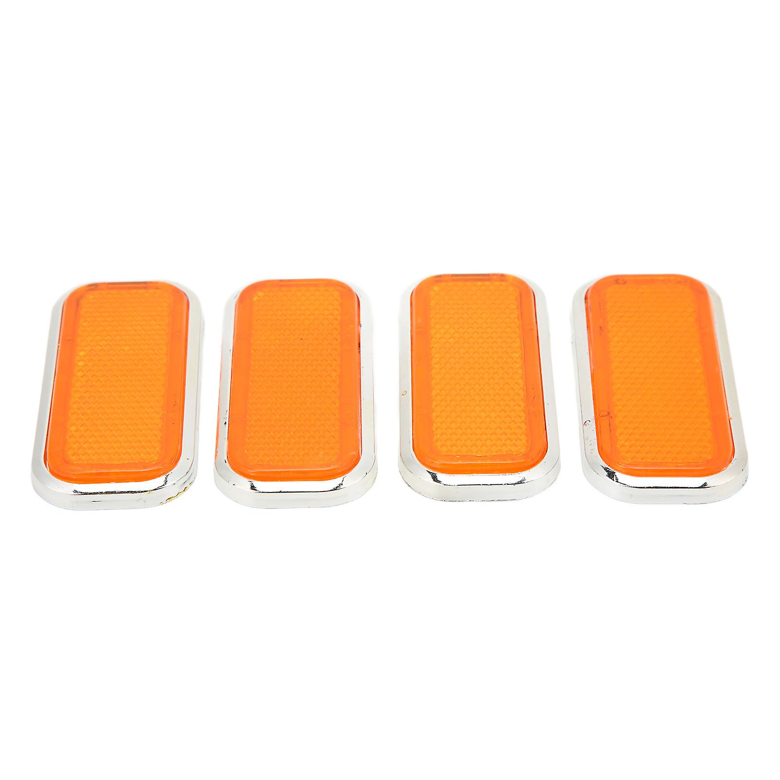 4pcs Rectangular Reflector Safety Abs Reflective Sticker Universal For Car Motorcycleorange