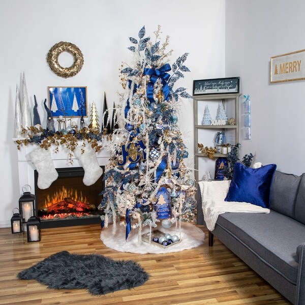 12.5 Blue and White Textured Christmas Tree Tabletop Decor