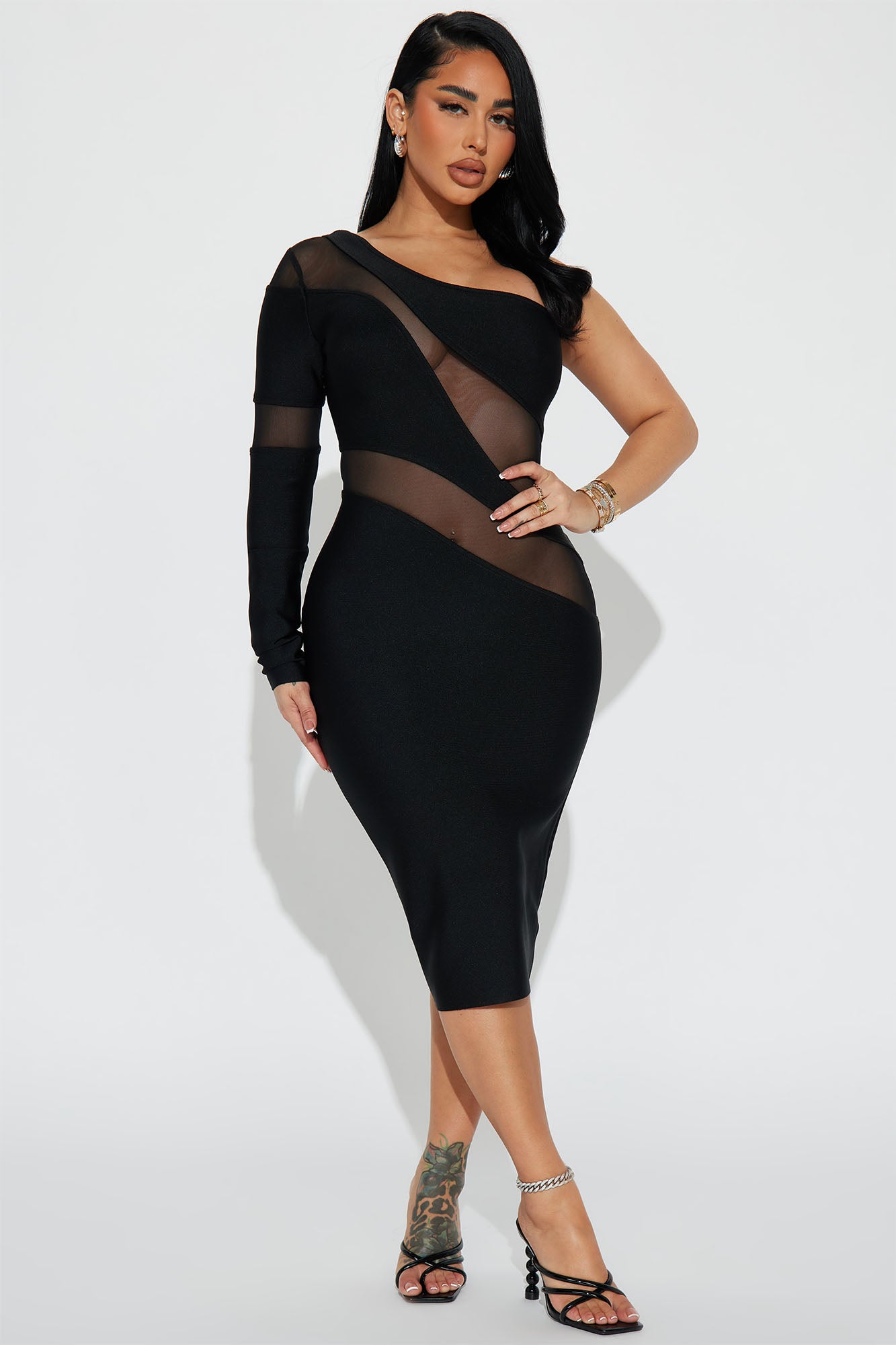 Ava Bandage Midi Dress - Black