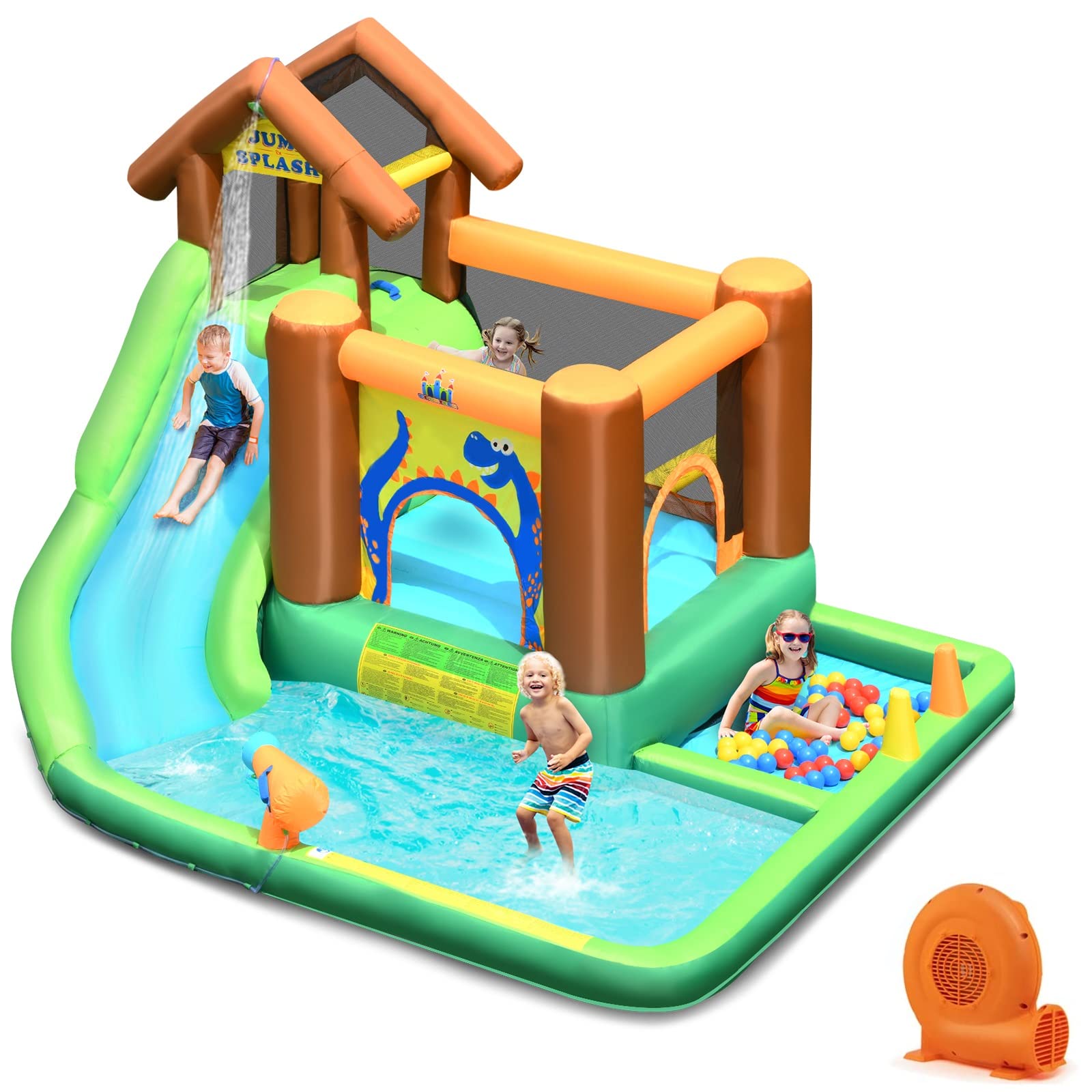 BOUNTECH Inflatable Water Slide, 6 in 1 Giant Water Park Bounce House Combo for Outdoor Fun