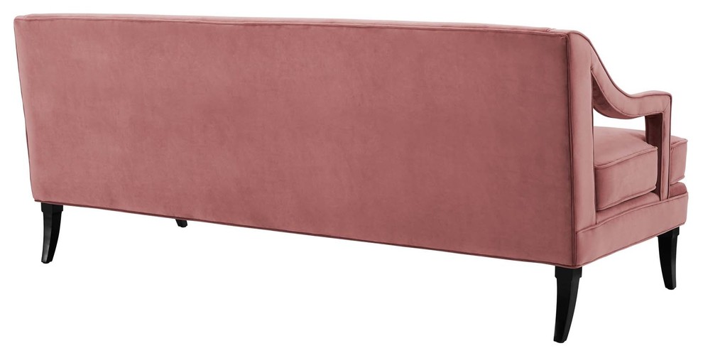 Concur Button Tufted Upholstered Velvet Sofa  Dusty Rose   Transitional   Sofas   by Homesquare  Houzz