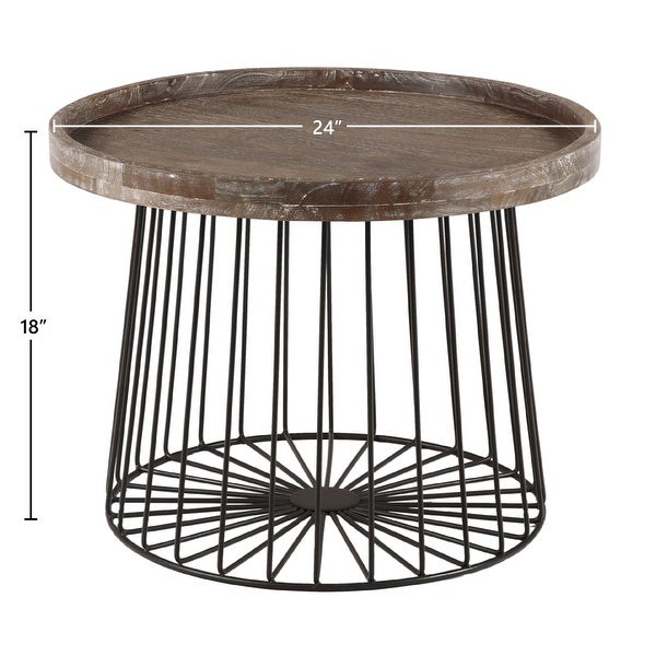 Amity Wireframe Pedestal Tray Top Side Table - 24-inch Diameter