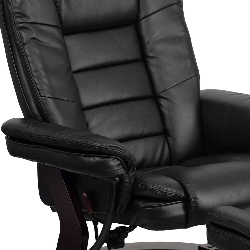 Contemporary LeatherSoft Recliner with Horizontal Stitching and Ottoman