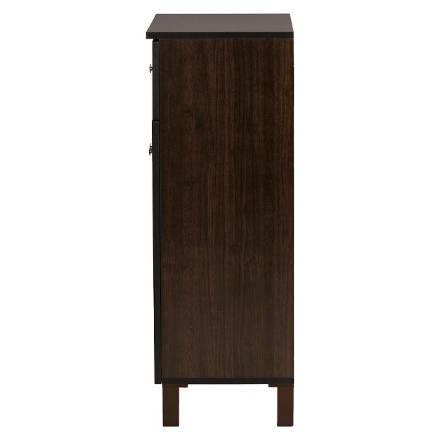 Felda Modern Shoe Cabinet With 2 Doors And Drawer Dark Brown Baxton Studio