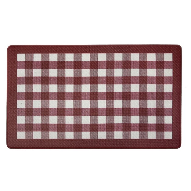 Goodgram Buffalo Burgundy Plaid Memory Foam Anti fatigue Kitchen Floor Mat 18 In W X 30 In L