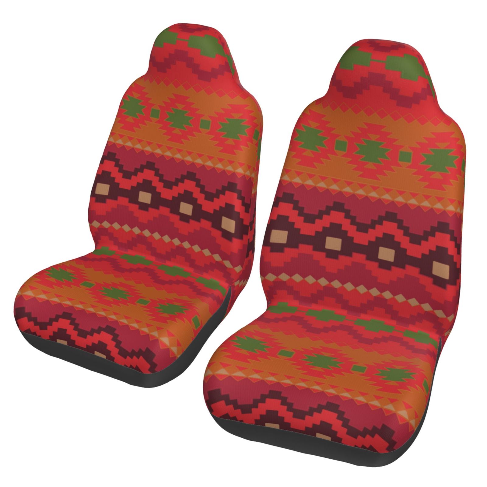 TEQUAN Front Seat Covers， Maya Aztec Texture Pattern 2 Piece Car Seat Cover Fit Most Car SUV Truck Van