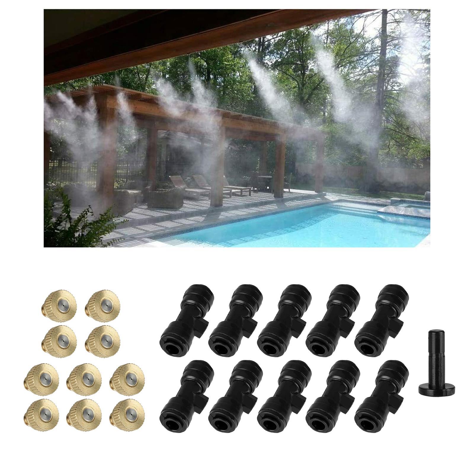 Misting Nozzles Kit Irrigation Misting Brass Nozzle Cooling Nozzles for Greenhouse Landscaping Nozzle Seat Plug