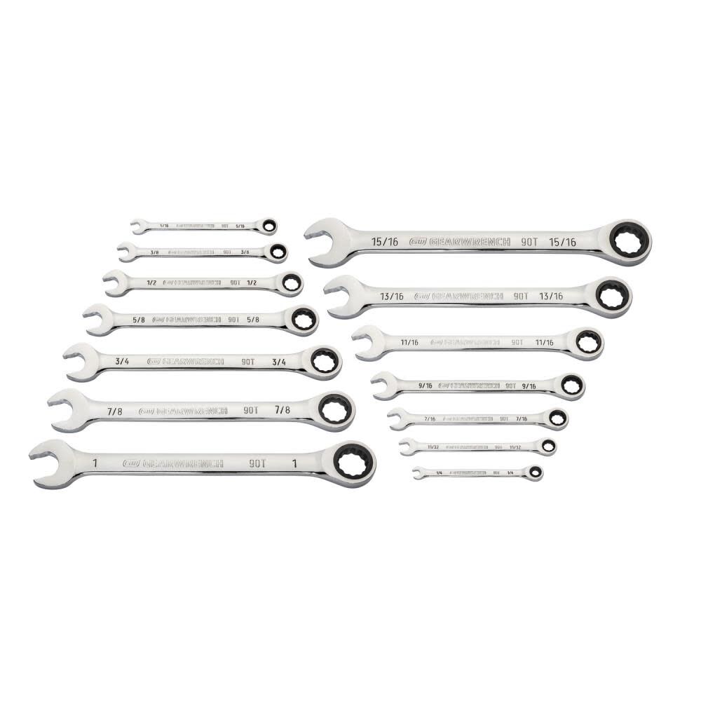 GEARWRENCH 14 Pc 90T 12 Point SAE Combination Ratcheting Wrench Set 86959 from GEARWRENCH