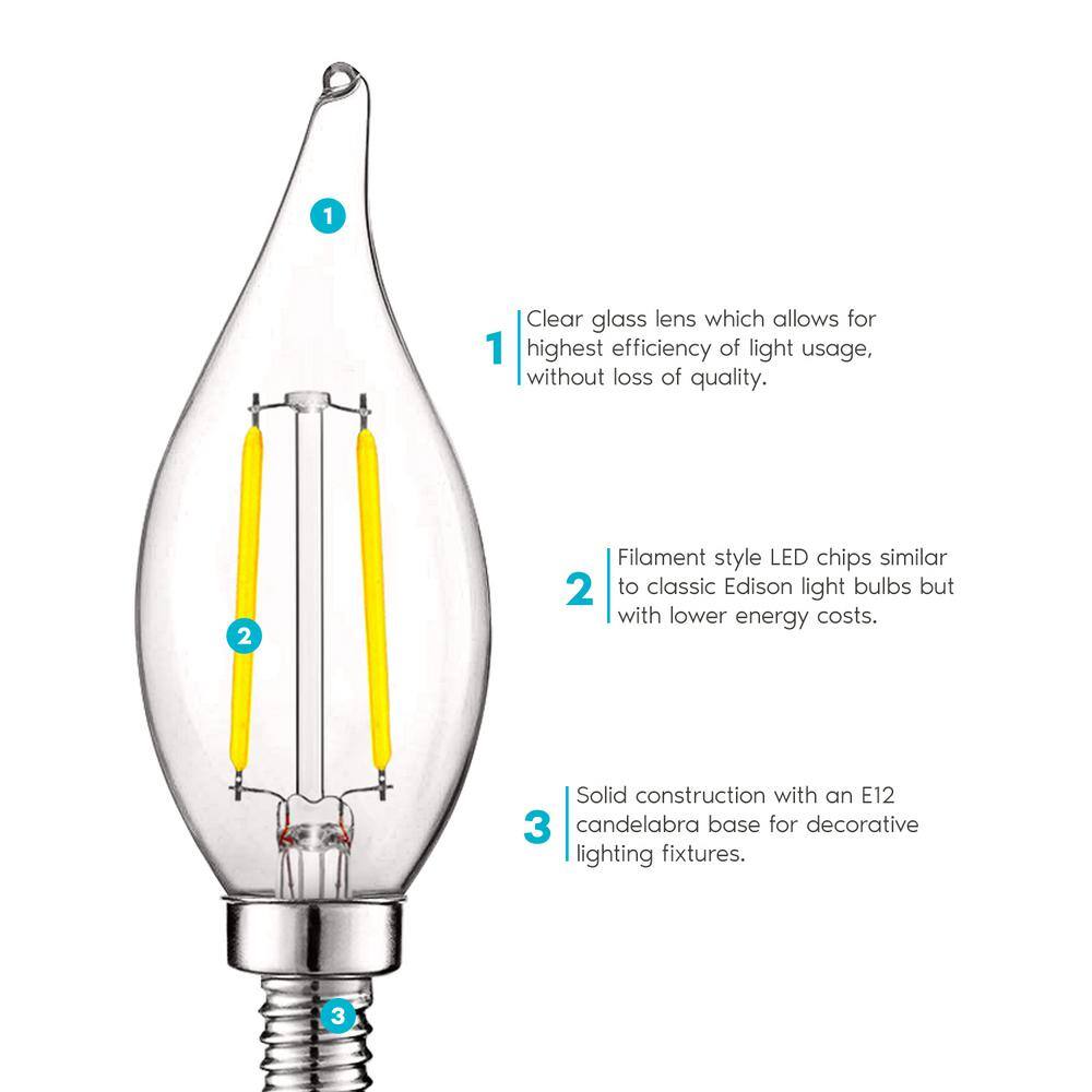 LUXRITE 40-Watt Equivalent CA11 Dimmable LED Light Bulbs UL Listed 5000K Bright White (6-Pack) LR21579-6PK