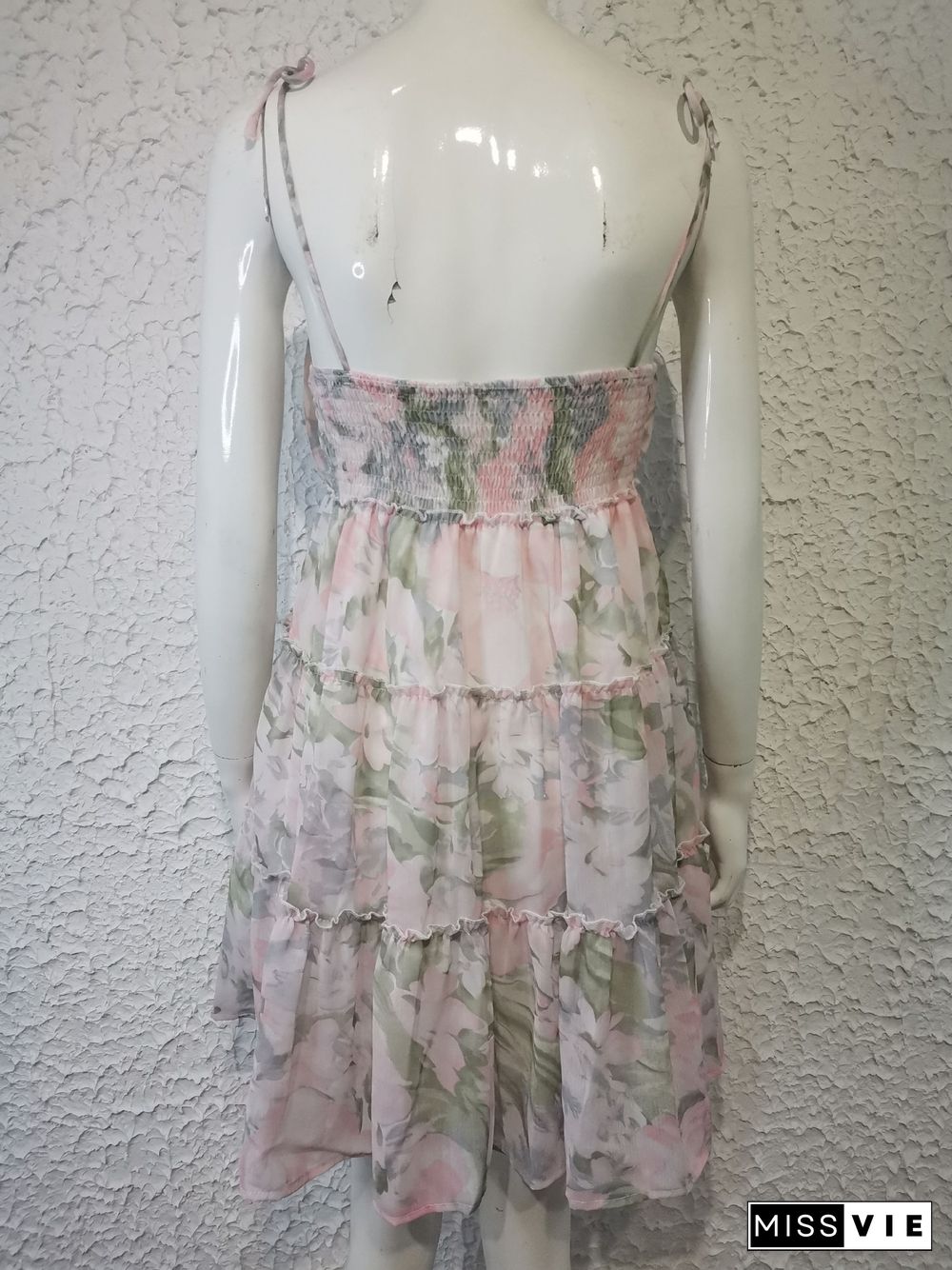 Floral Print Tiered Ruffled Flowy Slip Dress