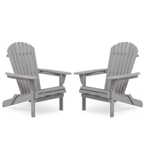 Wood Lounge Patio Folding Adirondack Chair Solid Cedar Wood (Set of 2)