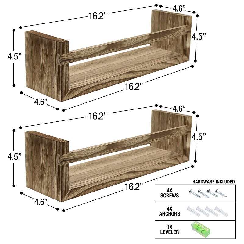 Sorbus Rustic Wood Floating Shelves 2-piece Set