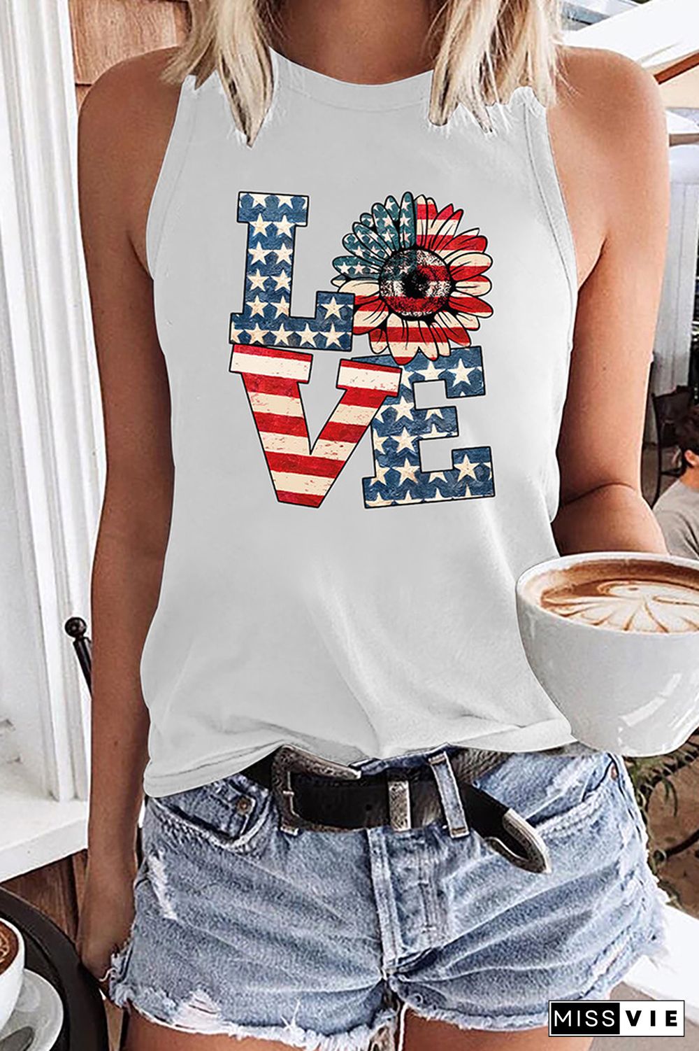 Love America Print Tank Top