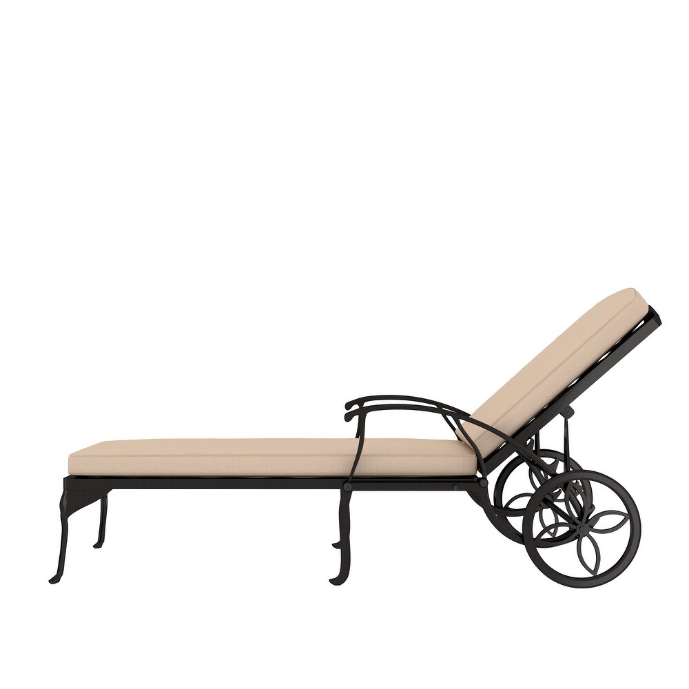 Clihome Antique Bronze Aluminum Reclining Outdoor Chaise Lounge