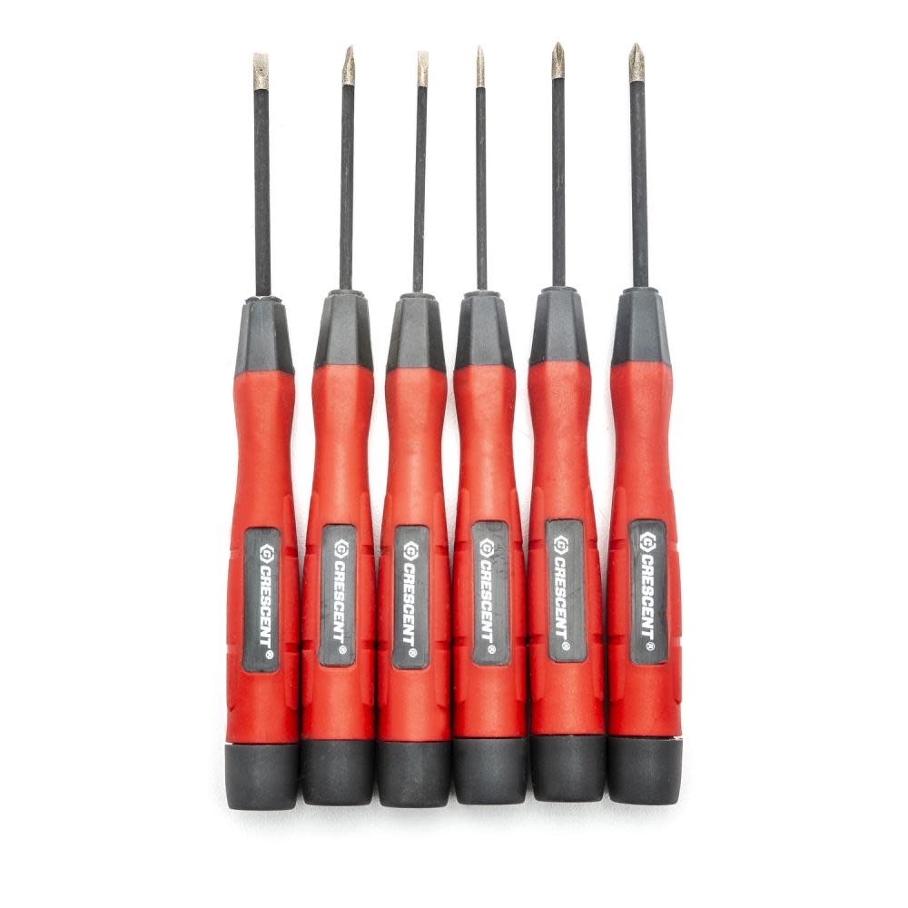 Crescent Screwdriver Set Phillips/Slotted Mini Precision Dual Material Diamond Tip 6pc